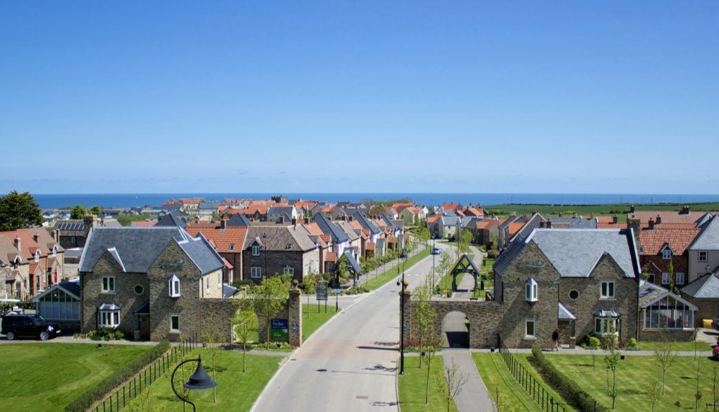 Aerial view of The Bay holiday village, Filey
